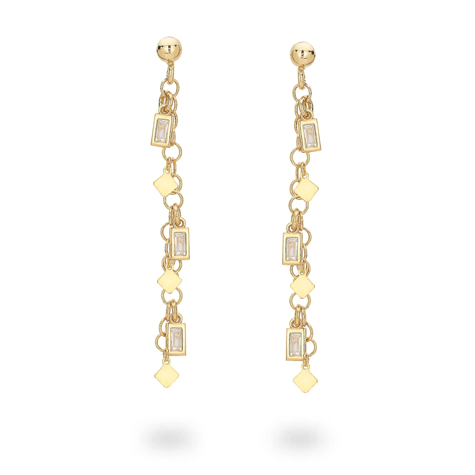 Orecchini in argento con Zirconi e elementi Square