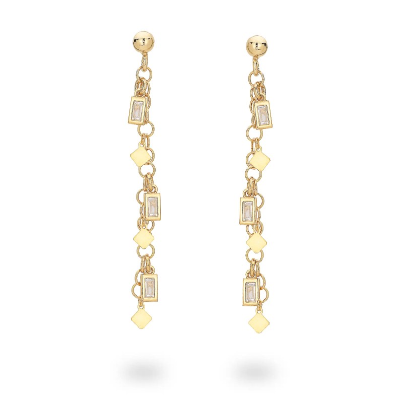 Orecchini in argento con Zirconi e elementi Square