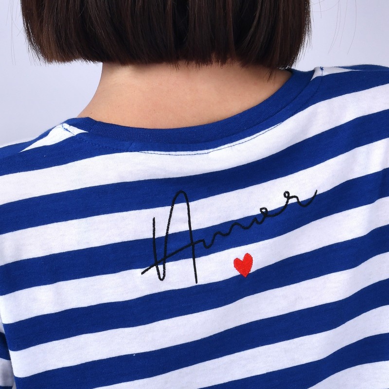 T-shirt 100% cotone organico a righe con ricamo Gamine