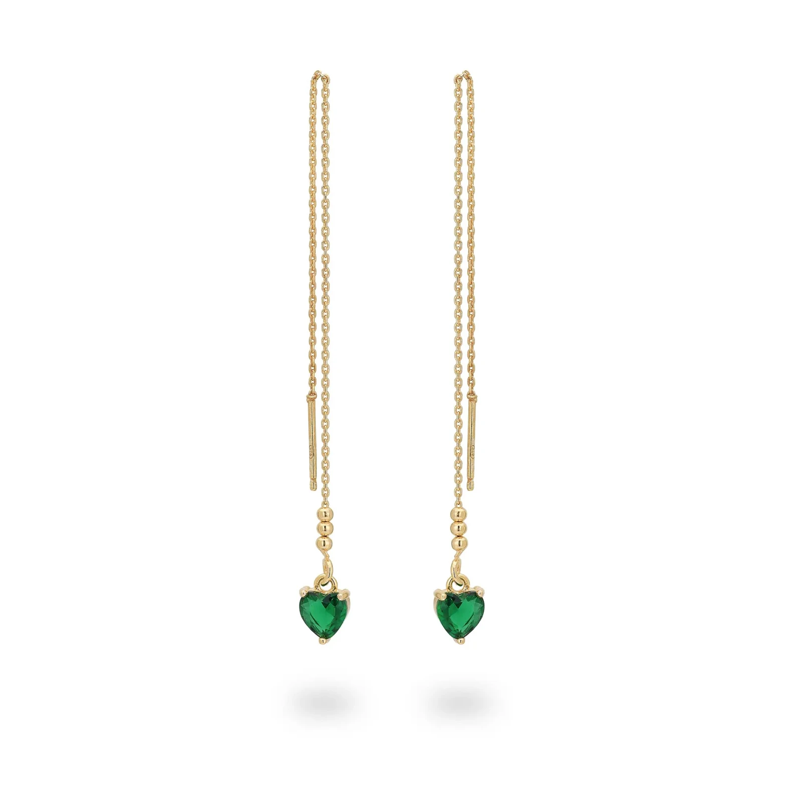 Orecchini in argento con Pendente Cristal Smeraldo a Cuore