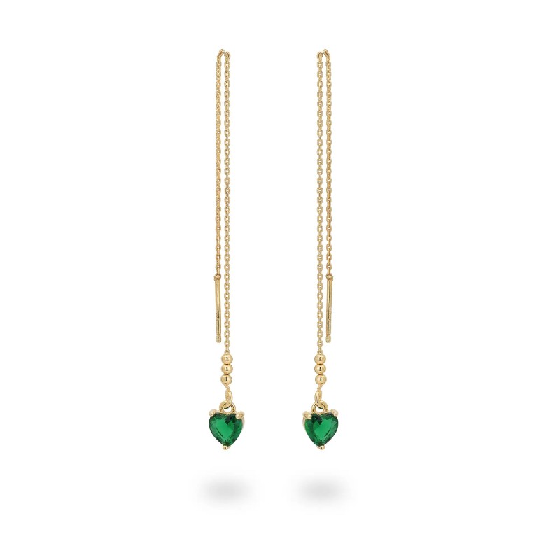 Orecchini in argento con Pendente Cristal Smeraldo a Cuore