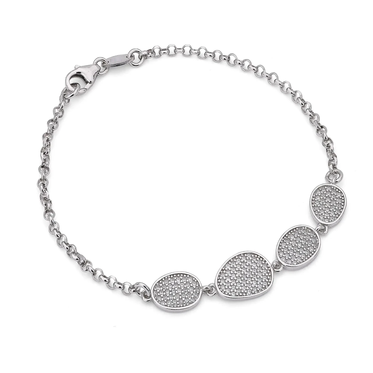 Bracciale in argento centrale con Zirconi Ovali