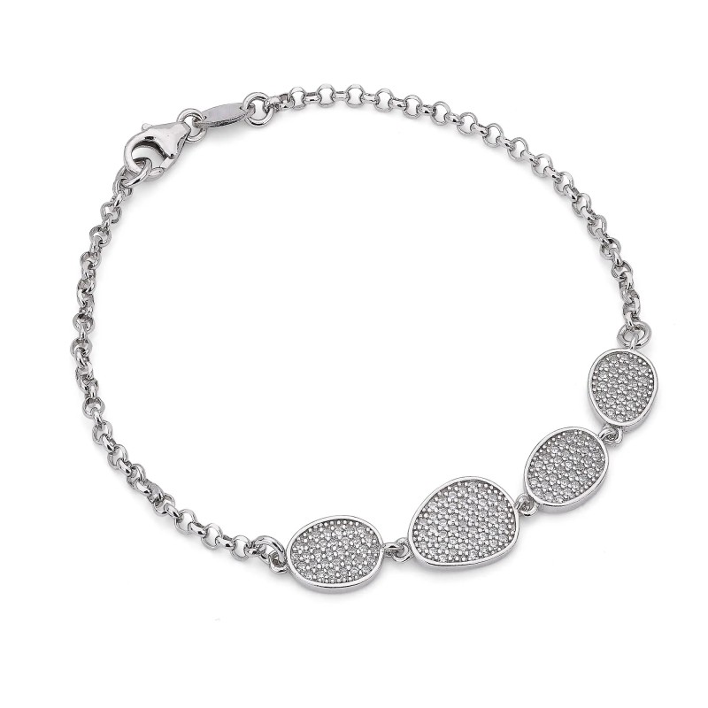 Bracciale in argento centrale con Zirconi Ovali