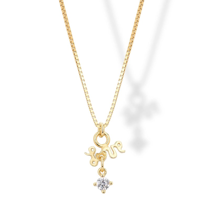 Collana in argento con Pendente Love e Zircone
