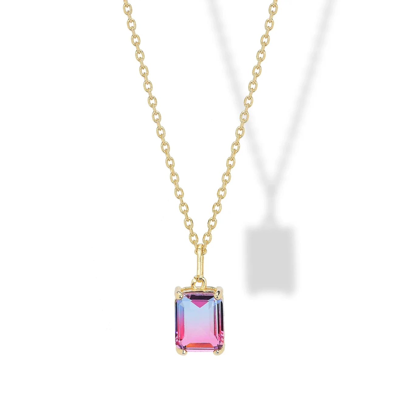 Collana in argento con Pendente Cristal Rosa Sfumato