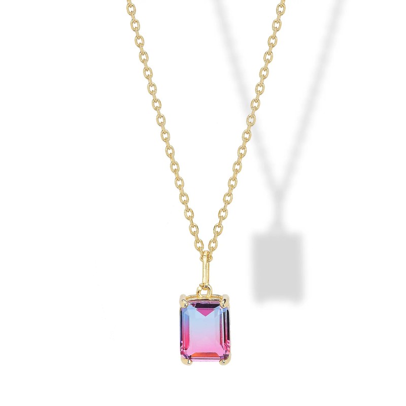 Collana in argento con Pendente Cristal Rosa Sfumato