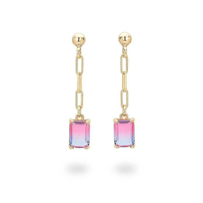 Orecchini in argento con Pendente Cristal Rosa Sfumato