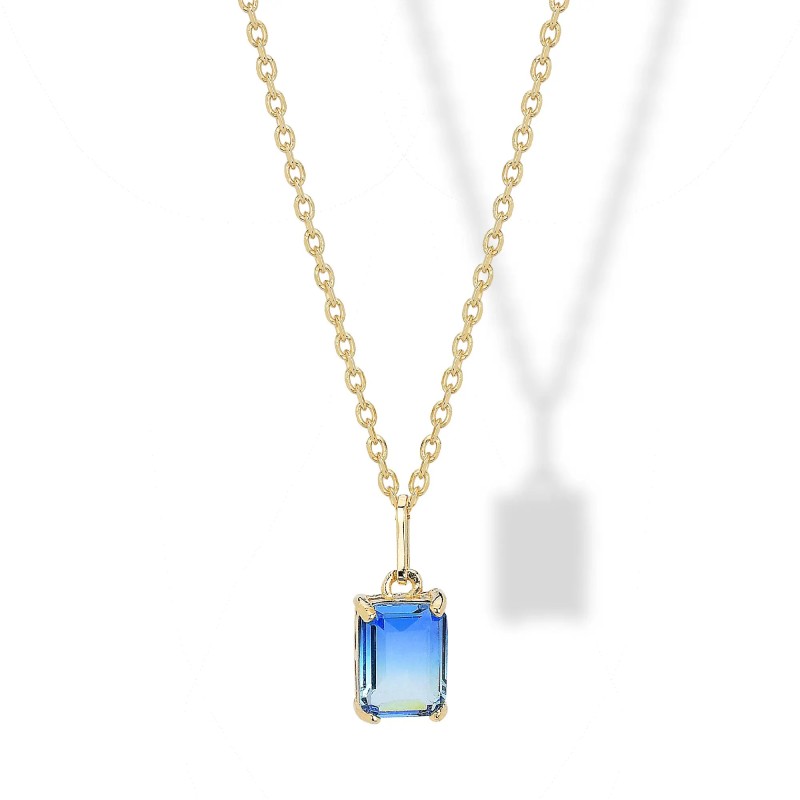 Collana in argento con Pendente Cristal Blu