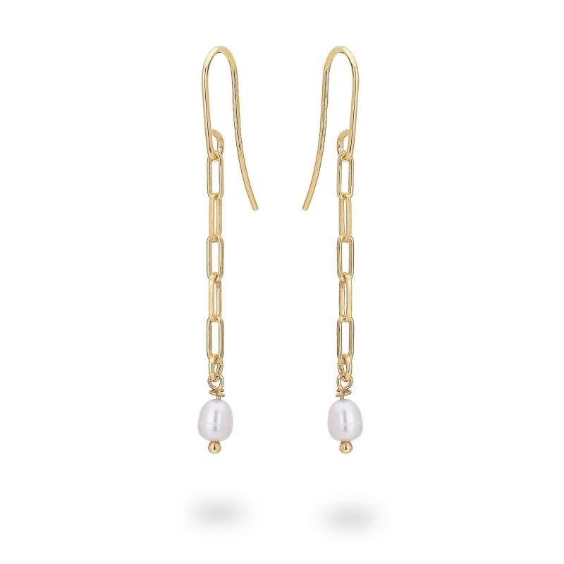 Orecchini in argento con Perla Bianca Pendente