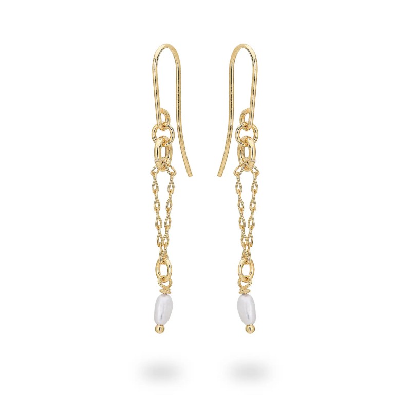 Orecchini in argento con Perla Bianca Pendente