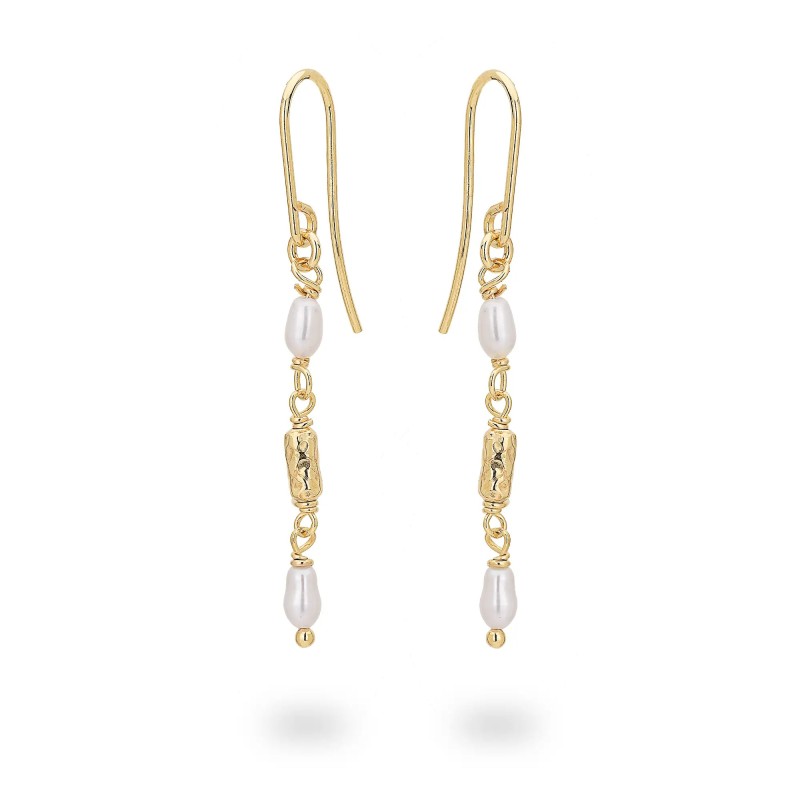 Orecchini in argento con Perla Bianca Pendente