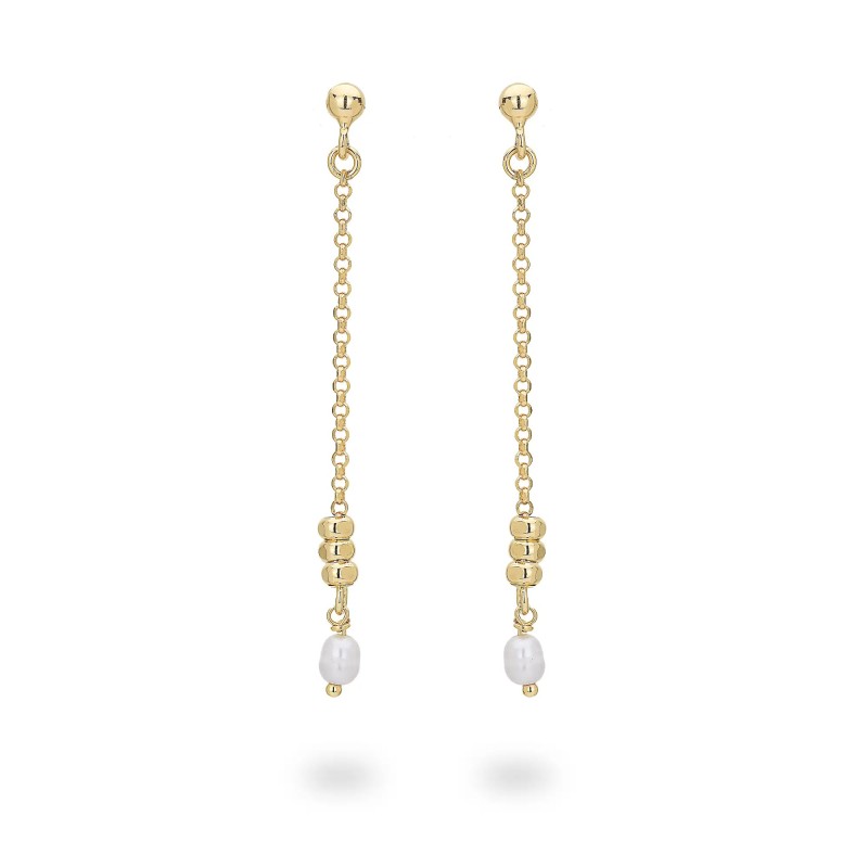 Orecchini in argento con Perla Bianca Pendente