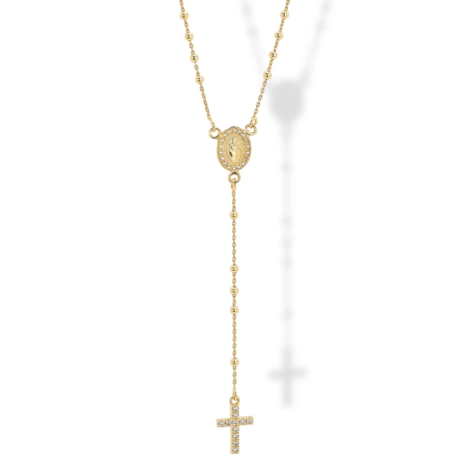 Collana Rosario In Argento con Zirconi Bianchi