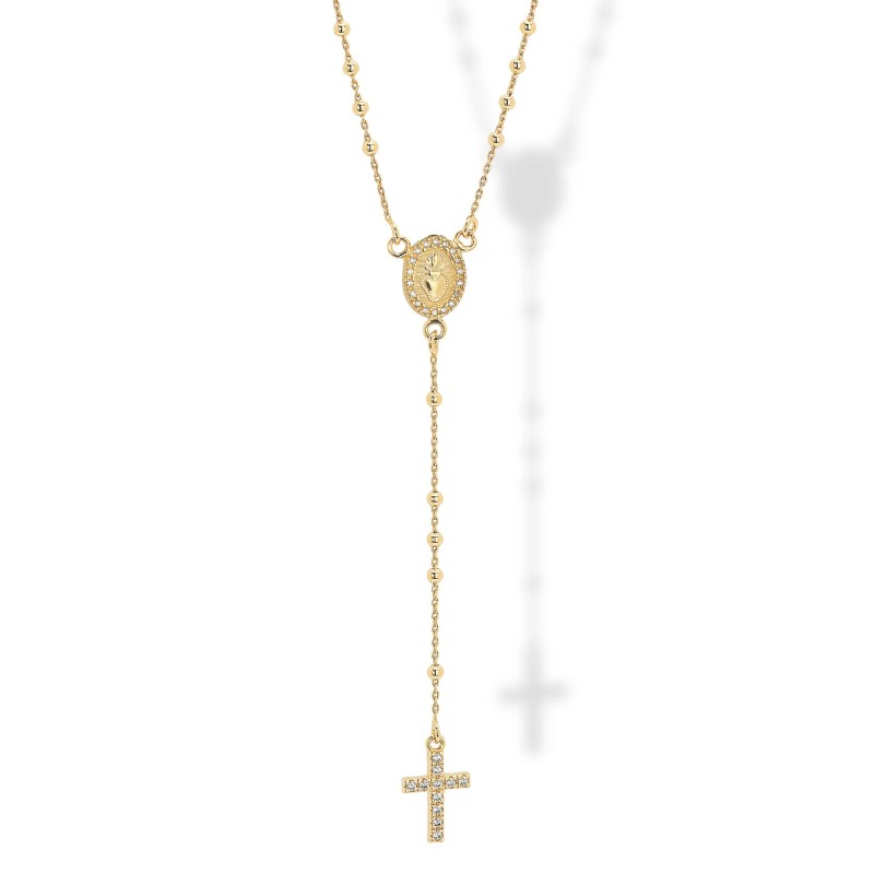 Collana Rosario In Argento con Zirconi Bianchi