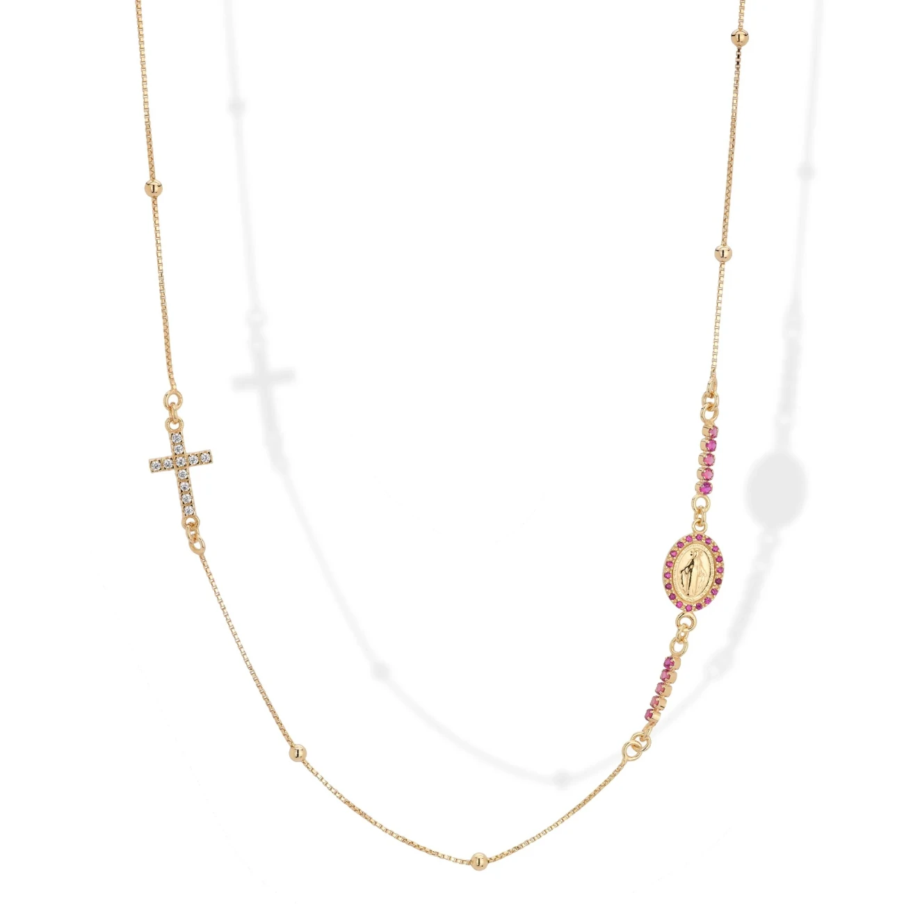 Collana In Argento con Zirconi Cristal Rosso Ruby