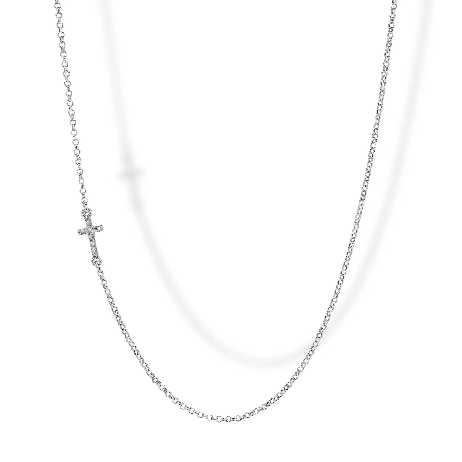 Collana in Argento con Elemento Croce con Zirconi