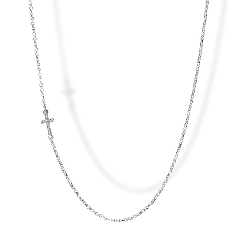 Collana in Argento con Elemento Croce con Zirconi