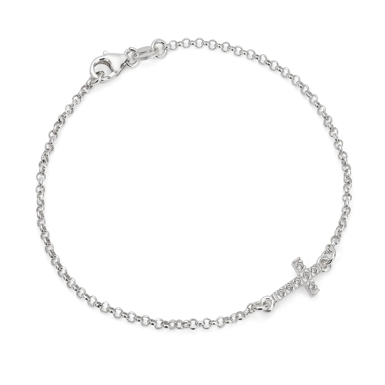 Bracciale in Argento con Elemento Croce con Zircone
