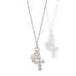 Collana in Argento con Pendente Croce con Zircone Bianco e Perla