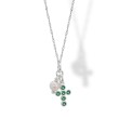 Collana in Argento con Pendente Croce con Zircone Verde e Perla