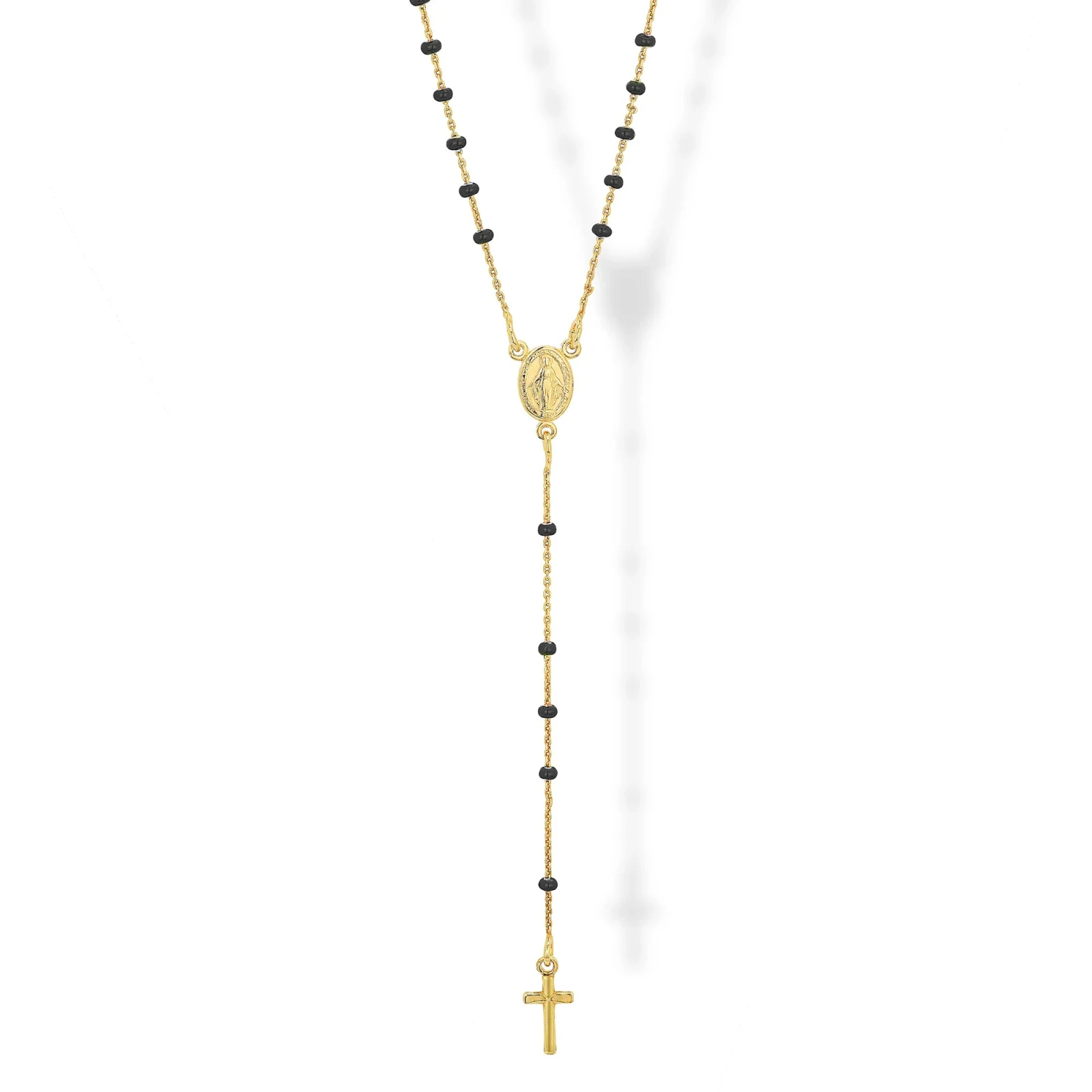 Collana Rosario in Argento smaltata Nero