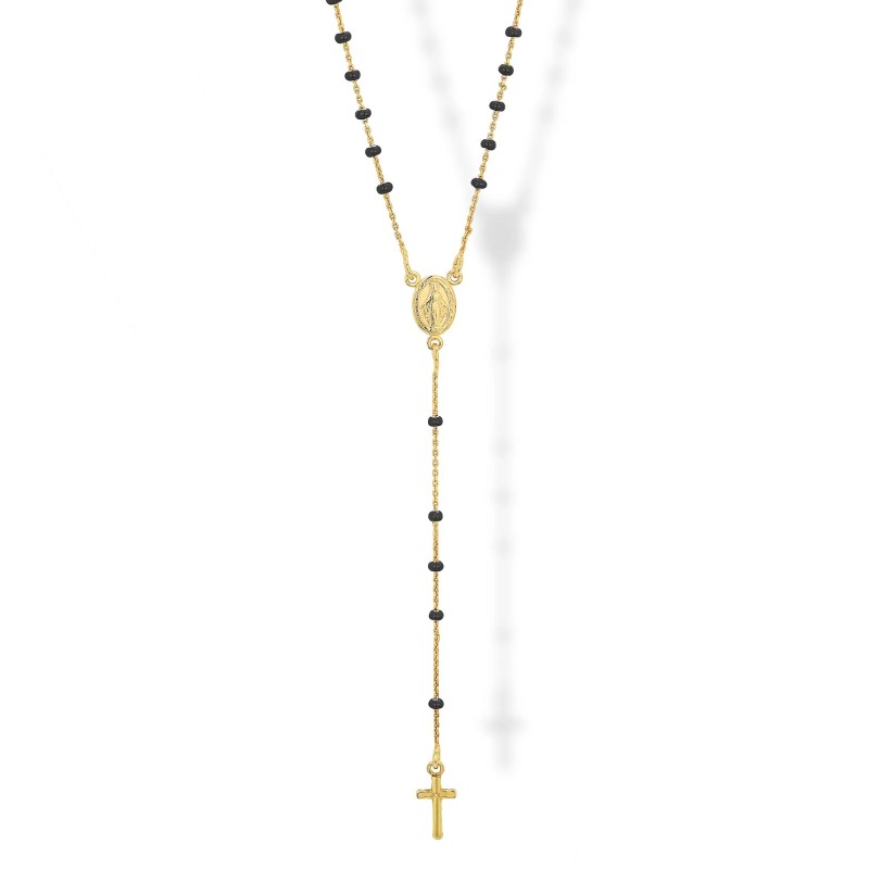 Collana Rosario in Argento smaltata Nero