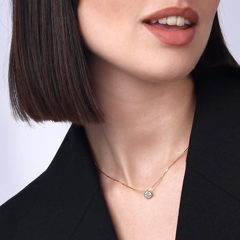 Collana in argento con Pendente Zircone Solitario