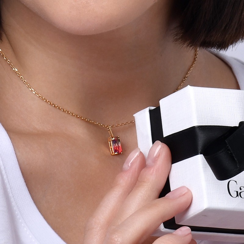 Collana in argento con Pendente Cristal Rosa Sfumato