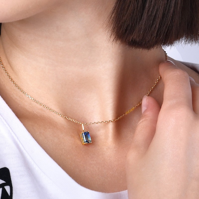Collana in argento con Pendente Cristal Blu
