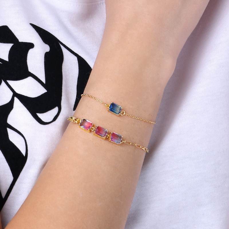 Bracciale in argento con Pendente Cristal Blu