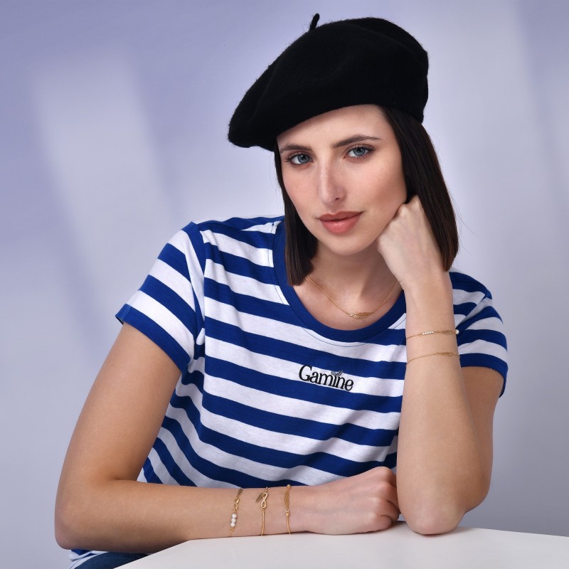 T-shirt 100% cotone organico a righe con ricamo Gamine