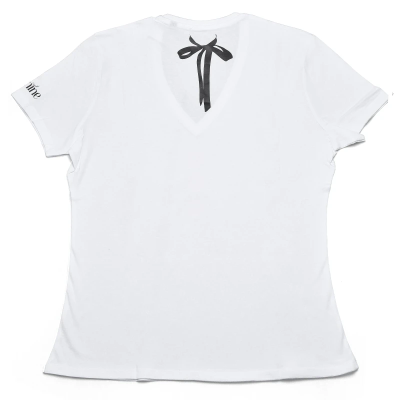 T-shirt  bianca 100% cotone organico con applicazioni di bottoni