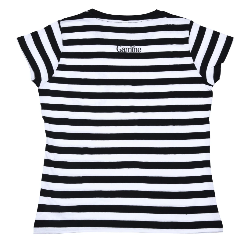 T-shirt 100% cotone organico a righe con ricamo Love