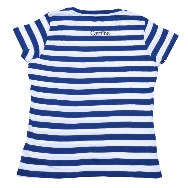 T-shirt 100% cotone organico a righe con ricamo Love