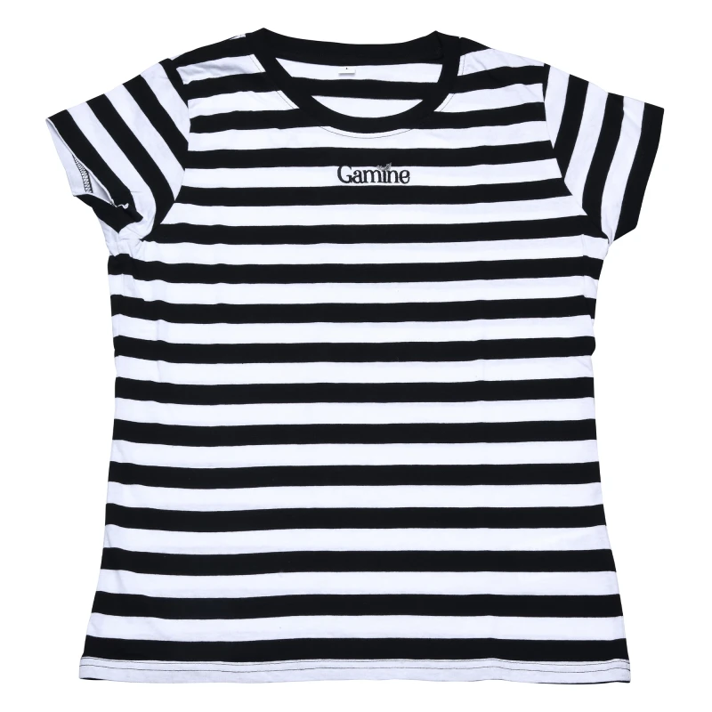 T-shirt 100% cotone organico a righe con ricamo Gamine