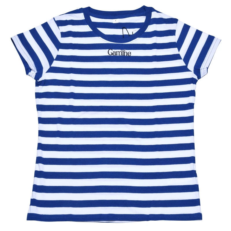 T-shirt 100% cotone organico a righe con ricamo Gamine