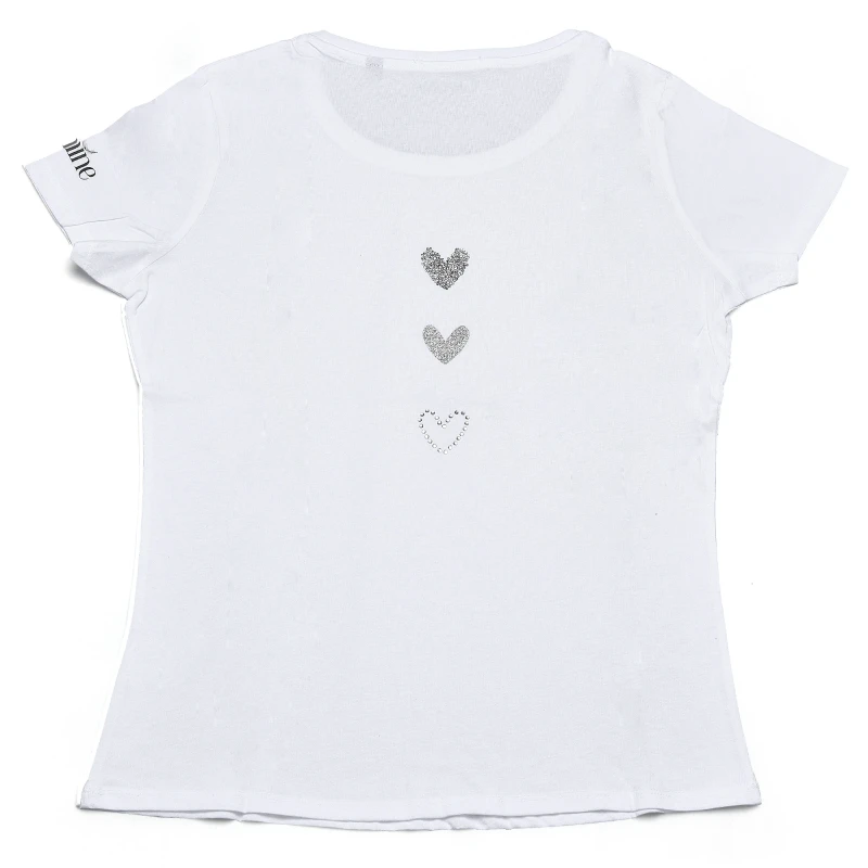 T-shirt 100% cotone organico con applicazioni di cuori