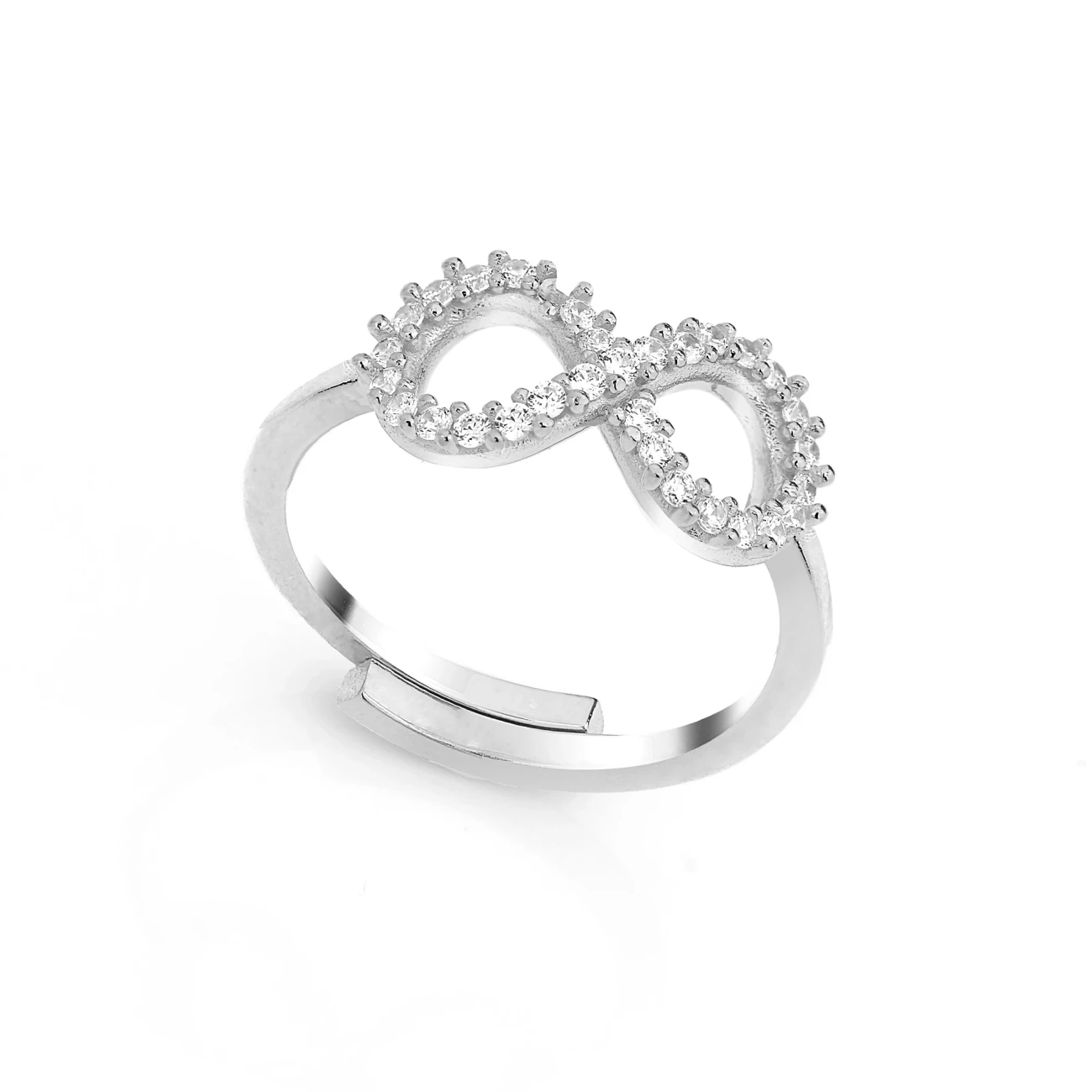 Anello Infinito con Zirconi colore Rodio