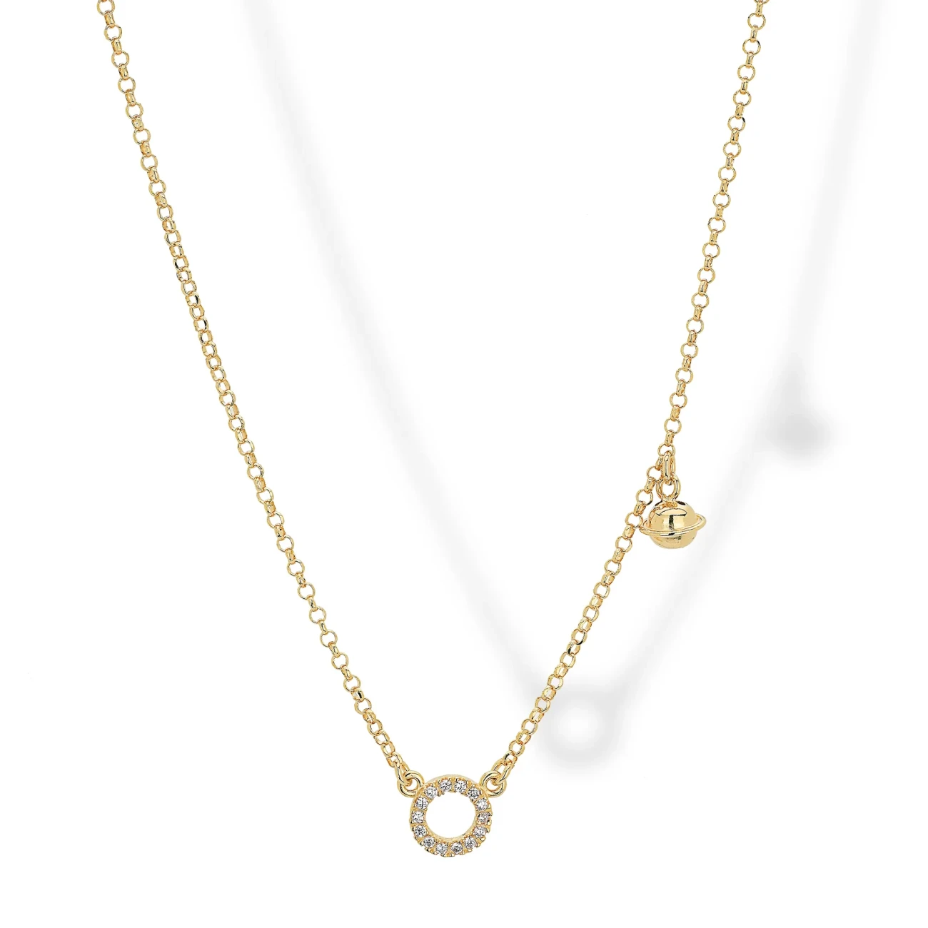 Collana in Argento con Zircone e Pendente Portafortuna