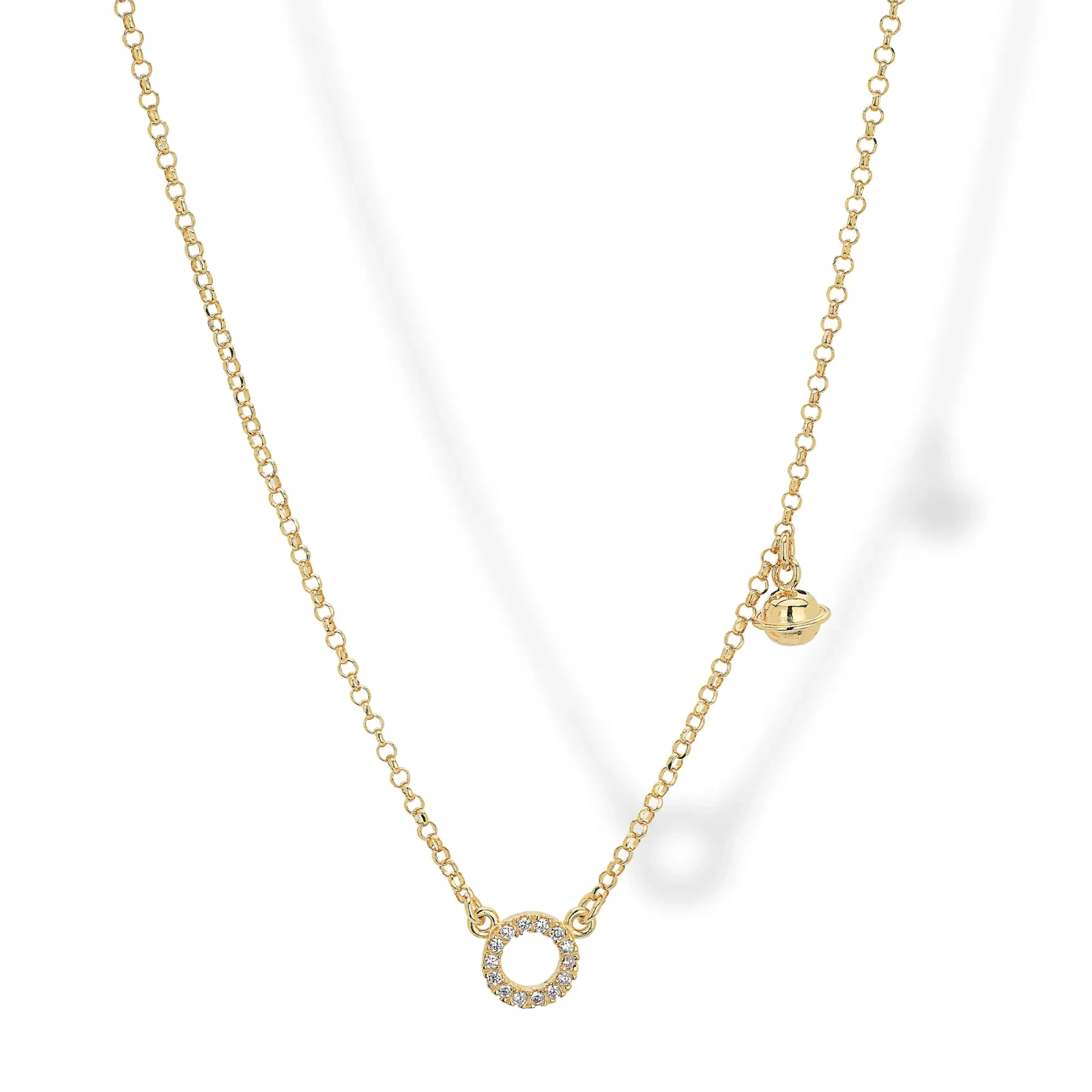 Collana in Argento con Zircone e Pendente Portafortuna