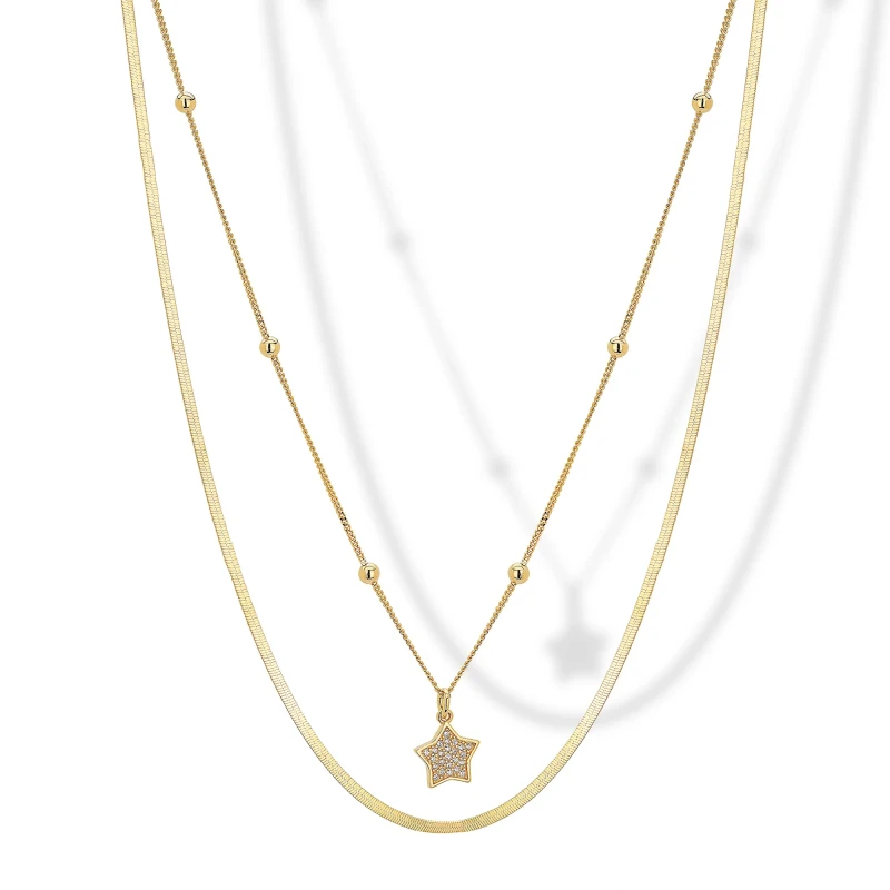 Collana in Argento a 2 file con Stella Zirconi