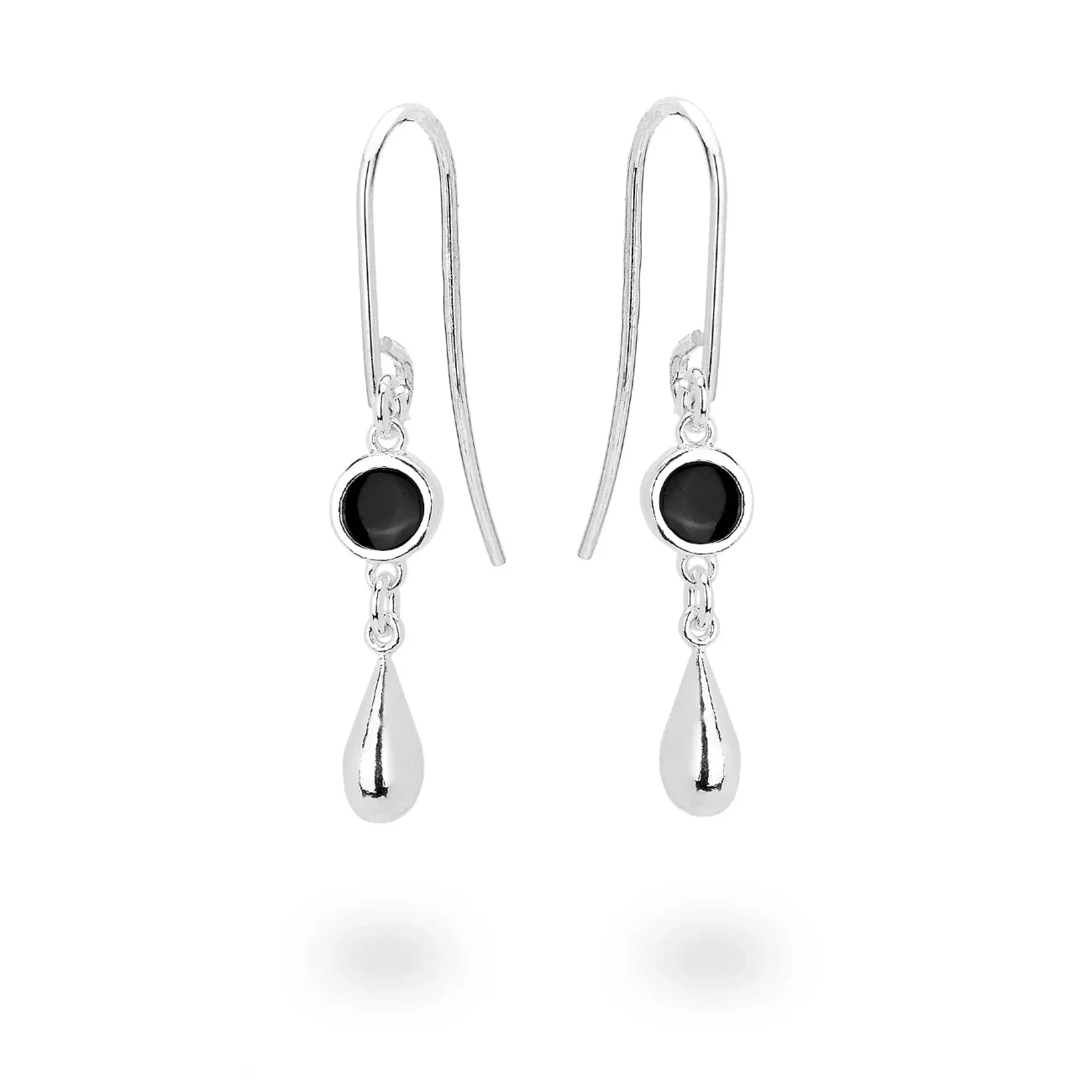 Orecchini in Argento con Pendente Smaltato Nero