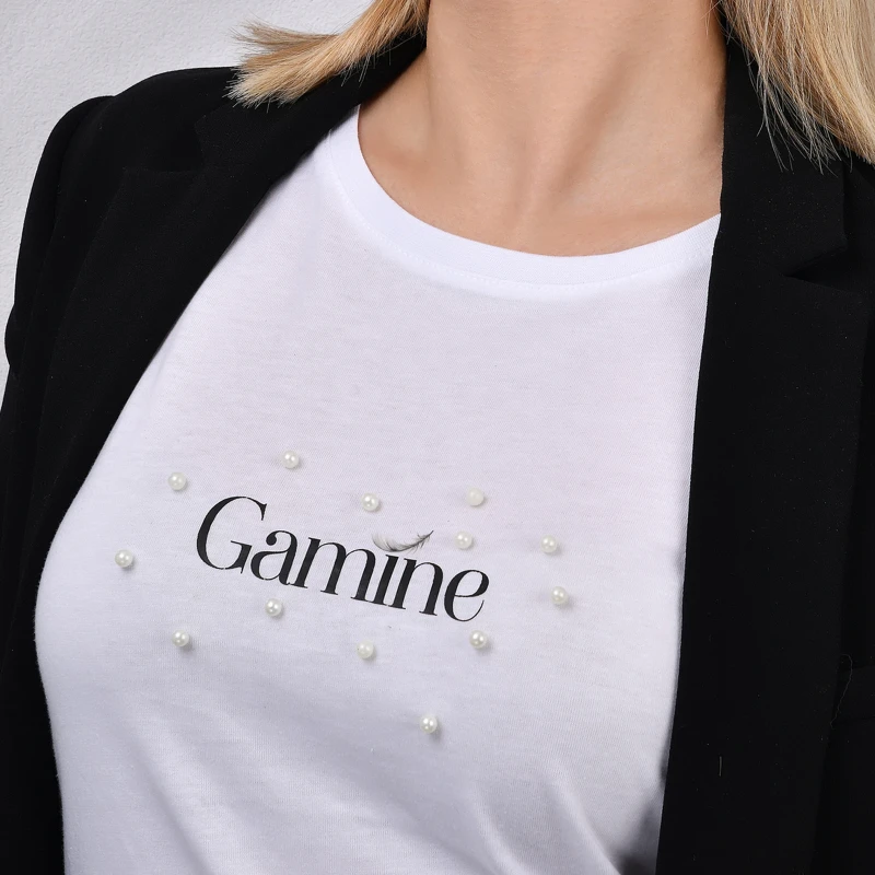 T-shirt 100% cotone organico con perle