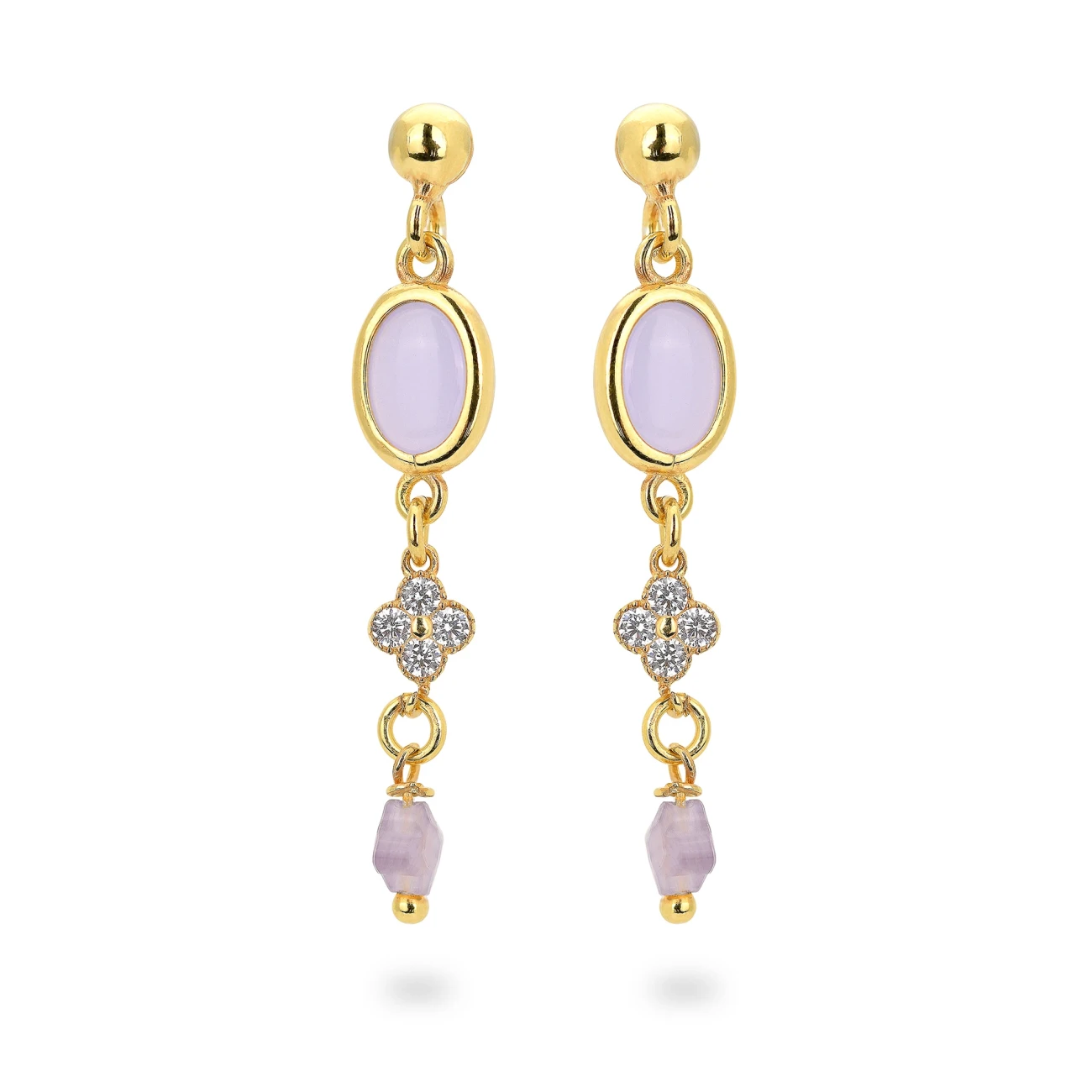 Orecchini in Argento Con Zirconi e Occhio di Gatto