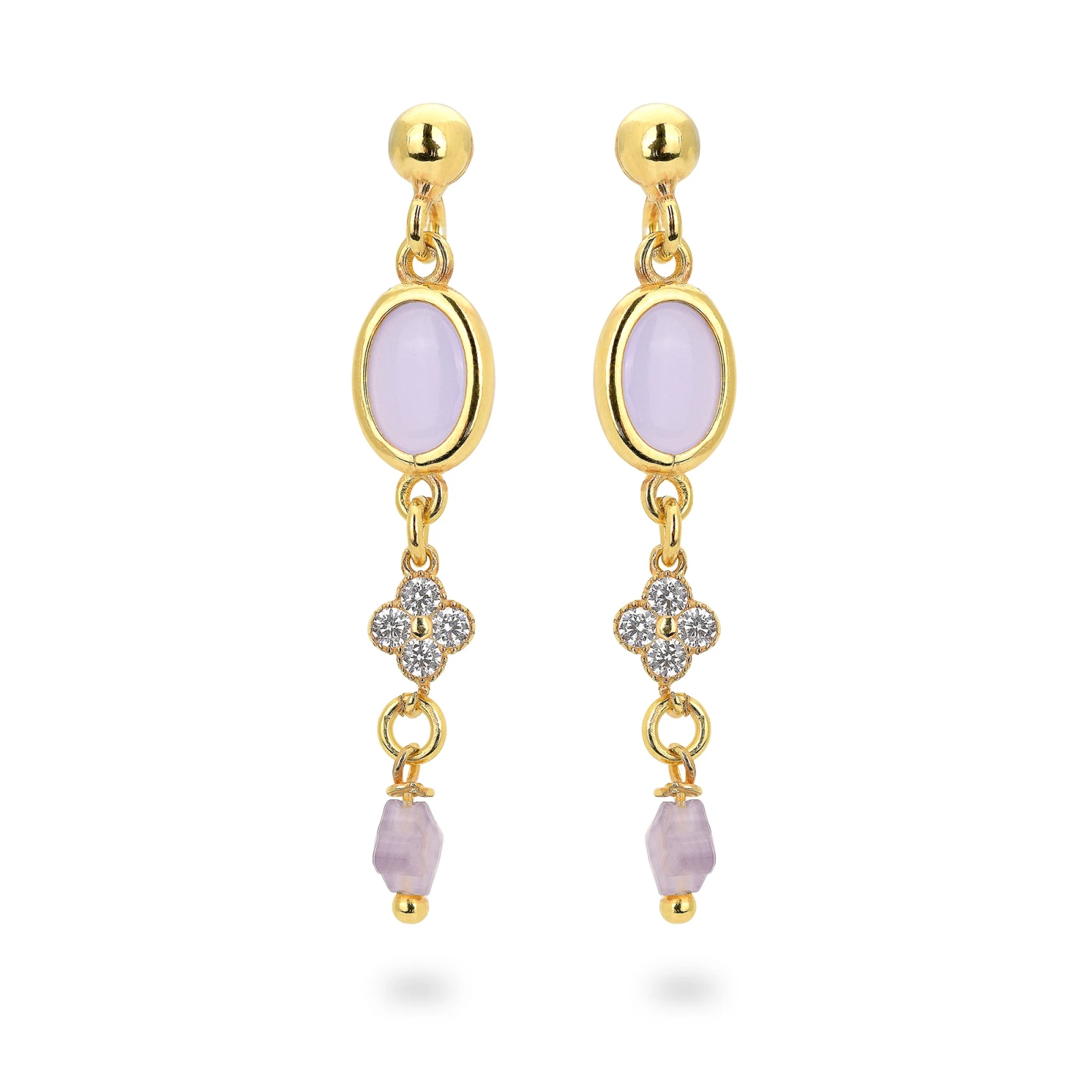 Orecchini in Argento Con Zirconi e Occhio di Gatto