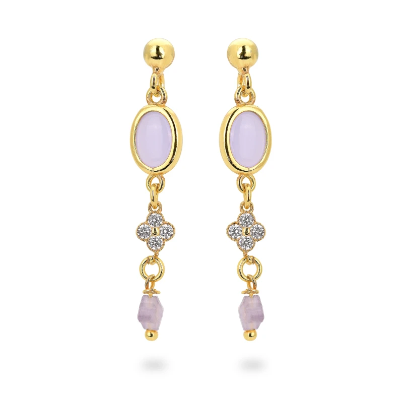 Orecchini in Argento Con Zirconi e Occhio di Gatto