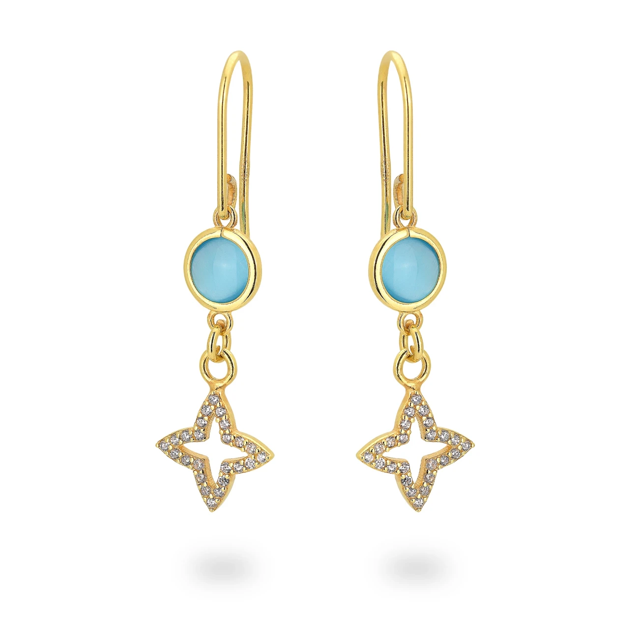 Orecchini in Argento Con Zirconi e Occhi di Gatto