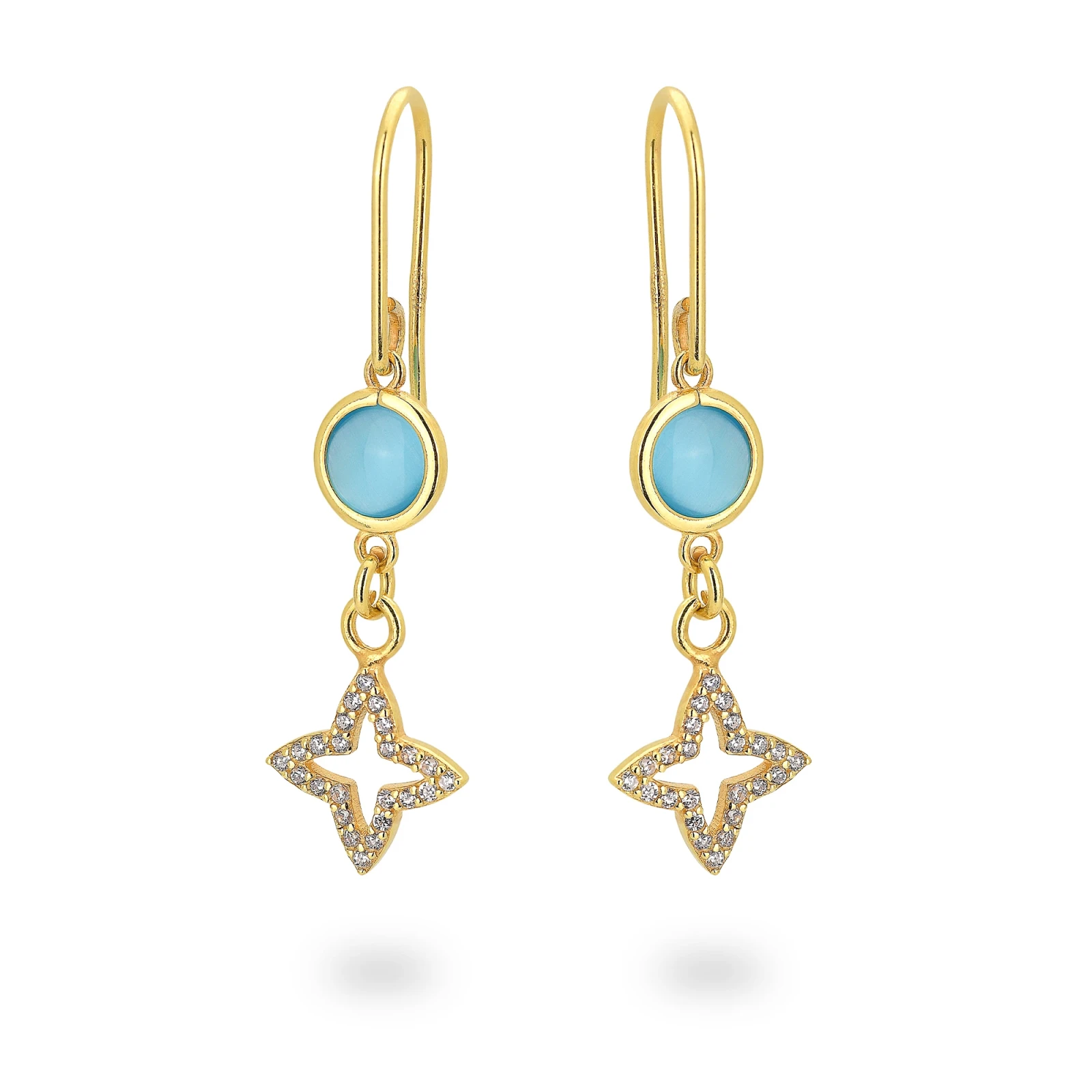 Orecchini in Argento Con Zirconi e Occhi di Gatto