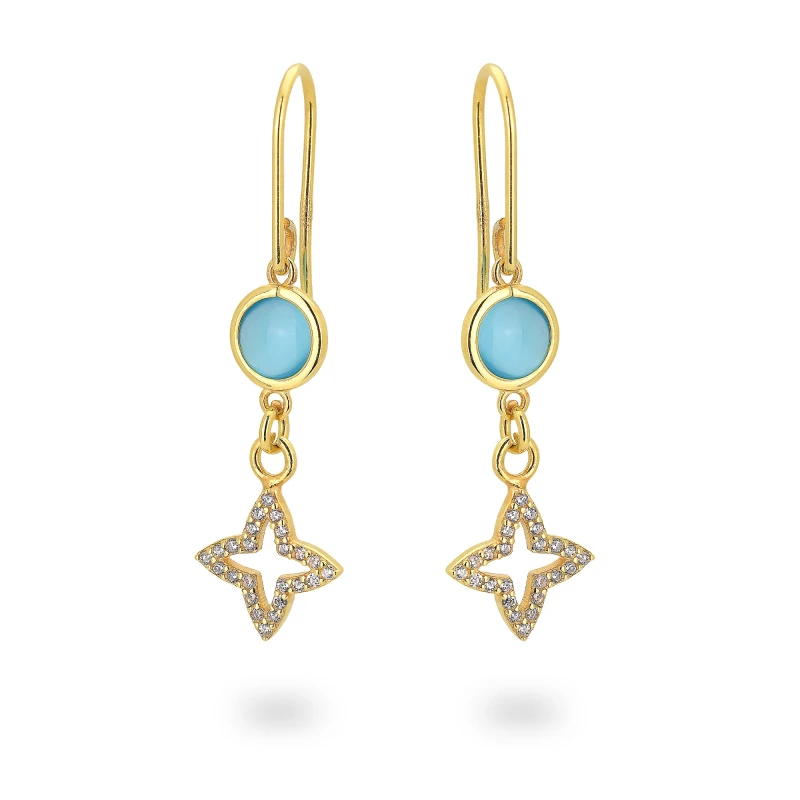 Orecchini in Argento Con Zirconi e Occhi di Gatto