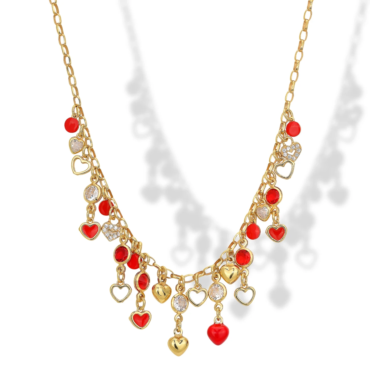 Collana in Argento Multicharms con Cristalli e Smalti